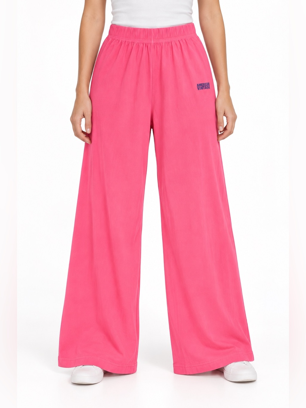 American Vintage Pymaz Jogging Pants Small Hortensia Fluo Wide Leg Cotton Blend